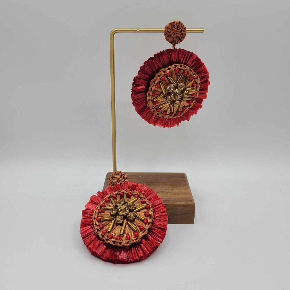 J Crew Sparkle Raffia Statement Earrings NWOT!